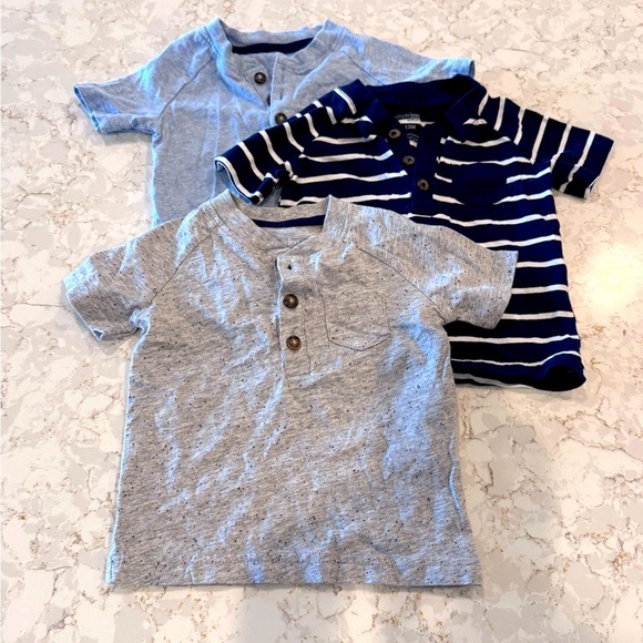 Simple Joys by Carters - Kids Blue and Gray Striped Henley Shirts - Picture 1 of 8